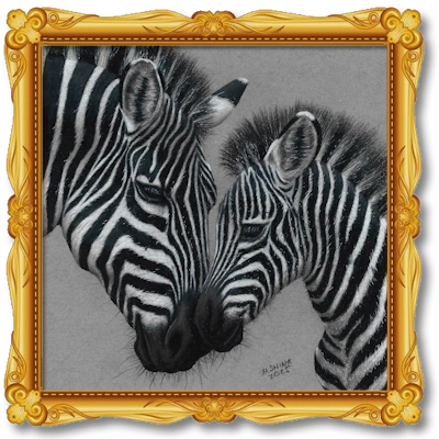 Zebra and Foal Colored Pencil Drawing